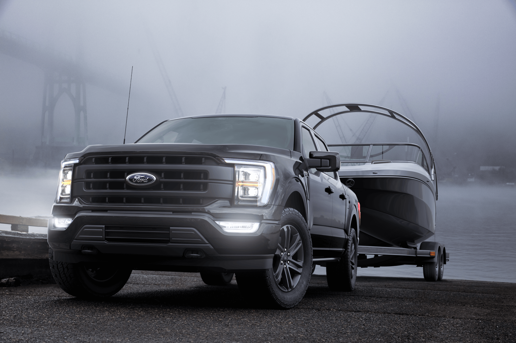 2022 Ford F-150 Towing Boat Fog